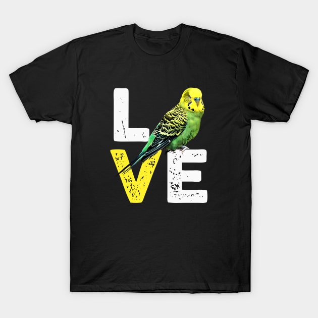 Yellow Budgie Love funny T-Shirt by BirdNerd
